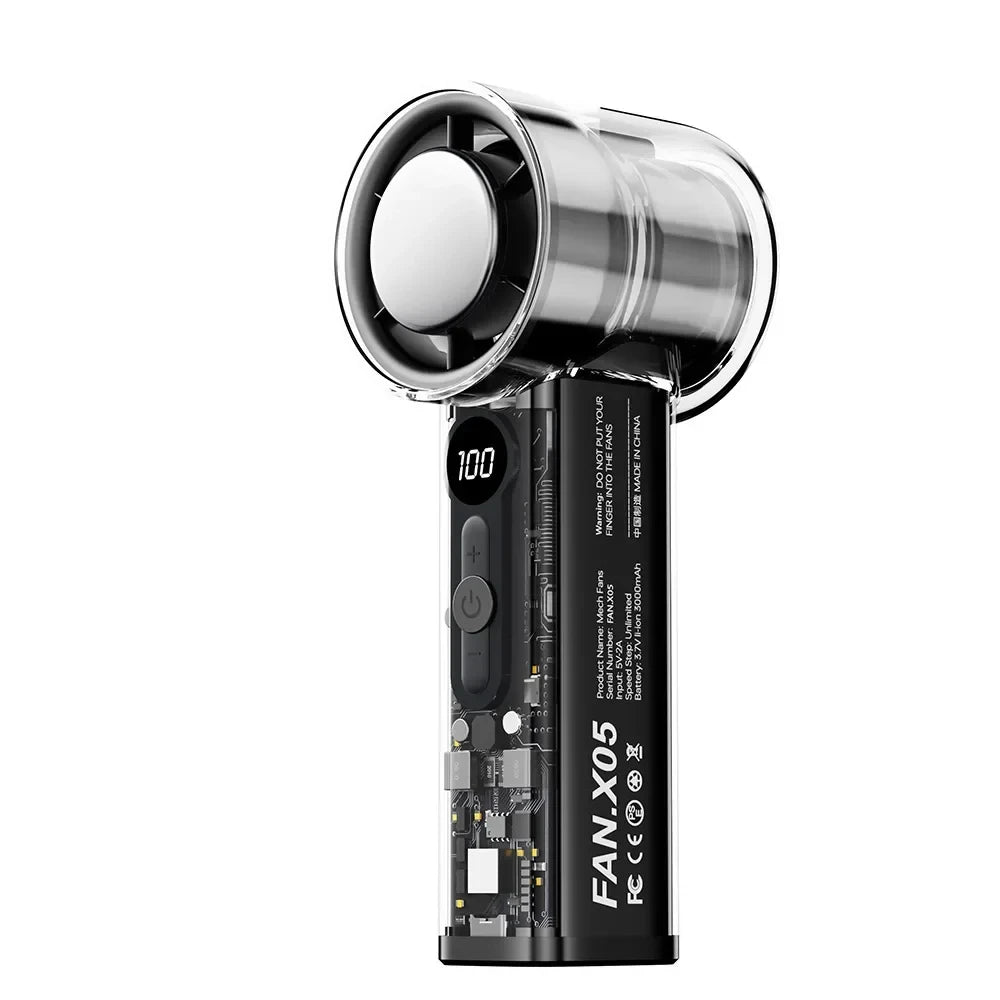 "Ice-Cooling Handheld Fan: Instant Chill Semiconductor Technology, 3000mAh Rechargeable USB Portable Fan"