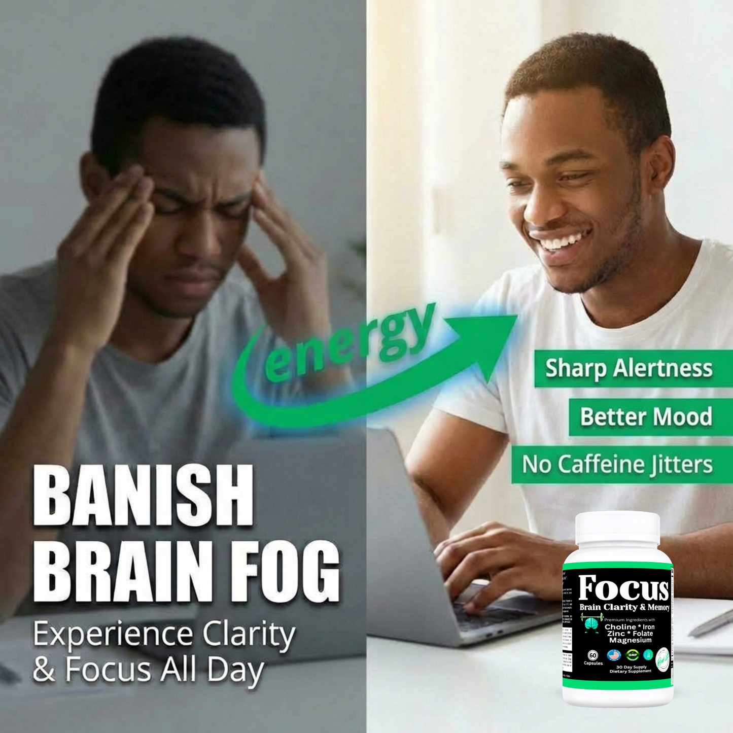 Focus, Brain Focus, Clarity & Memory Vitamin Supplement