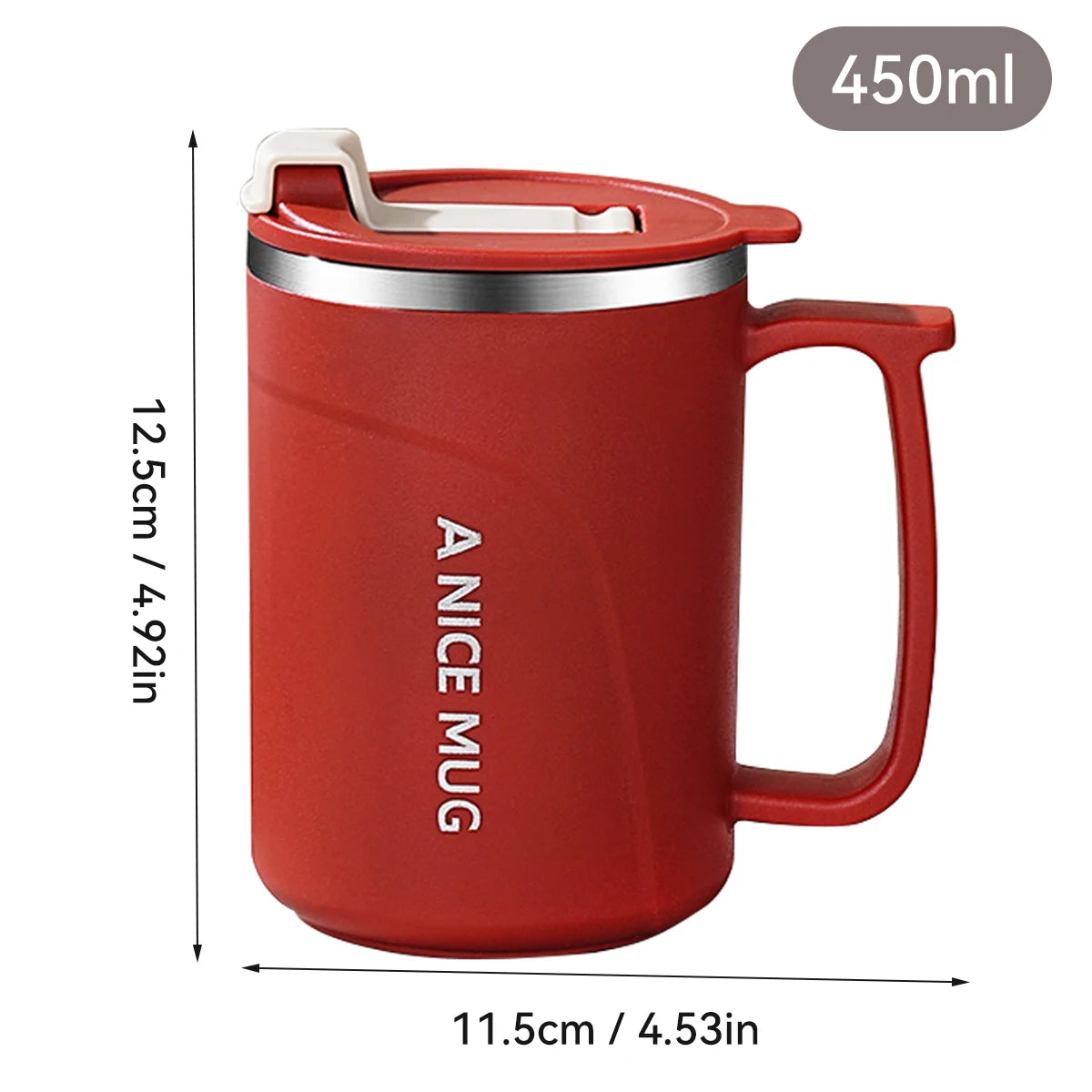 Double Wall Insulated Coffee Mug 304 Stainless Steel Milk Coffee Cup WIth Handle Leak-proof Drinking Cup Adult Student Drinkware