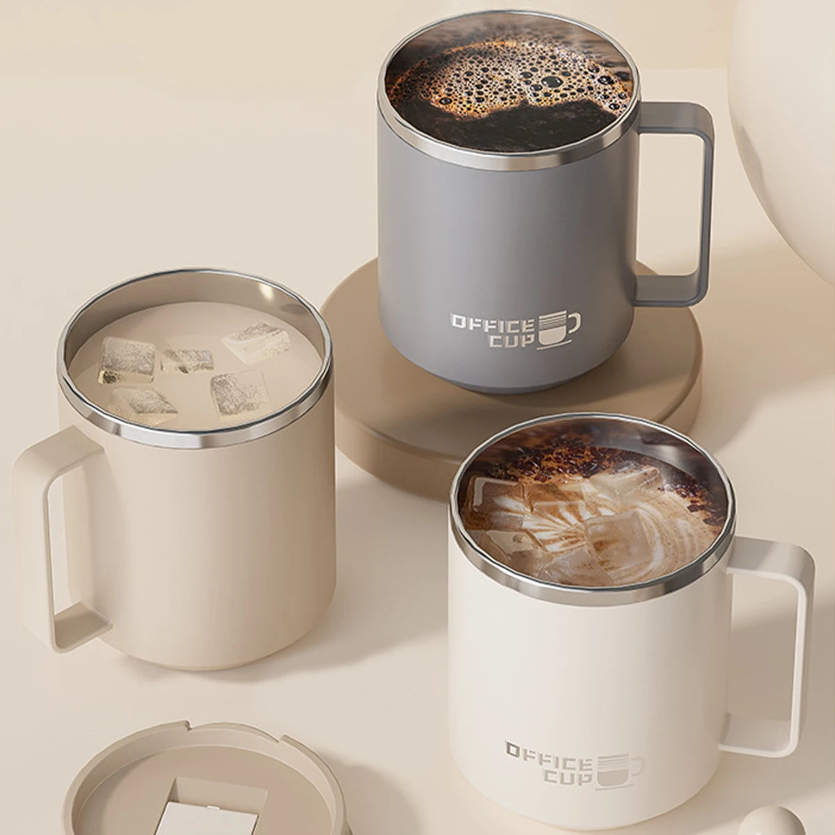 Double Wall Insulated Coffee Mug 304 Stainless Steel Milk Coffee Cup WIth Handle Leak-proof Drinking Cup Adult Student Drinkware