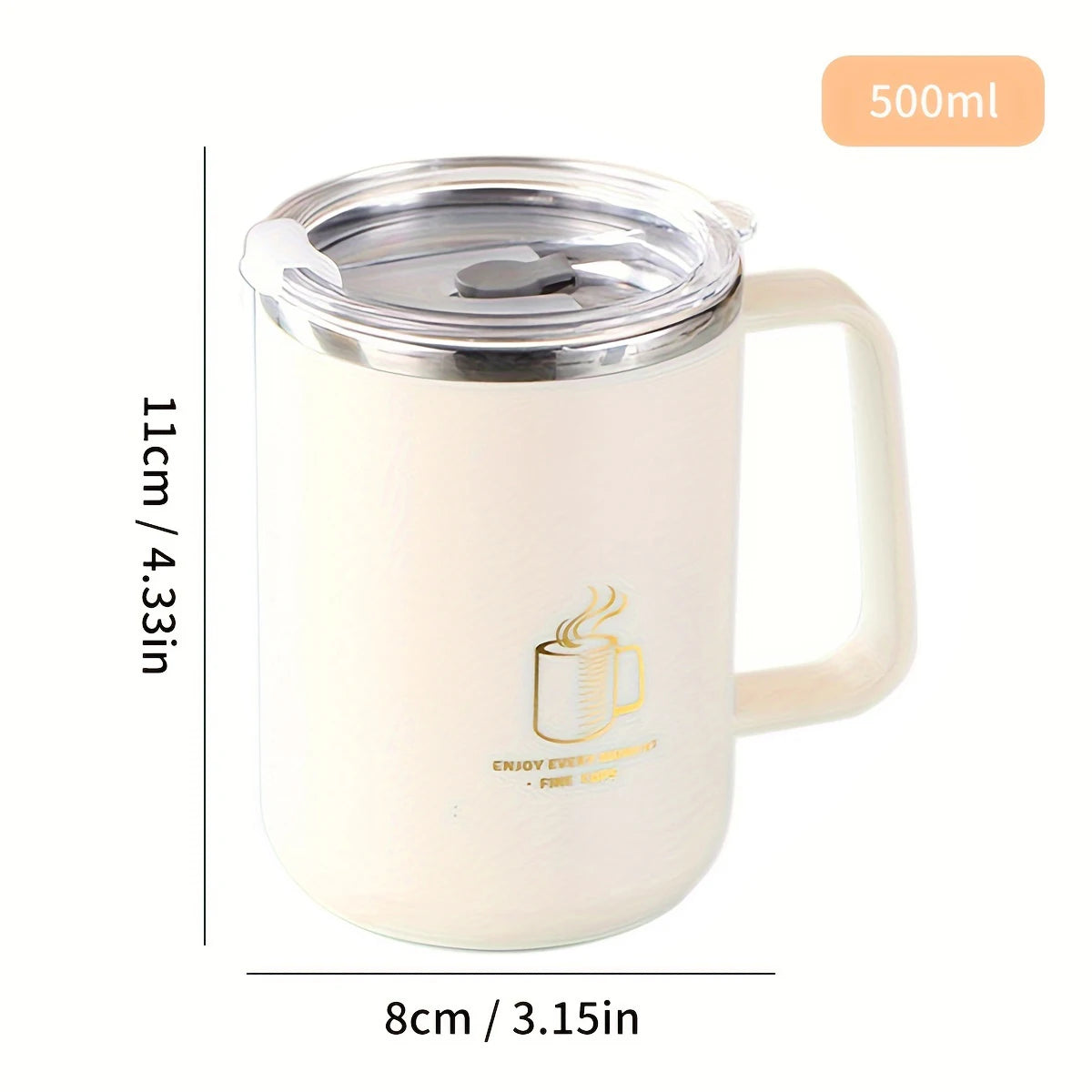 Double Wall Insulated Coffee Mug 304 Stainless Steel Milk Coffee Cup WIth Handle Leak-proof Drinking Cup Adult Student Drinkware