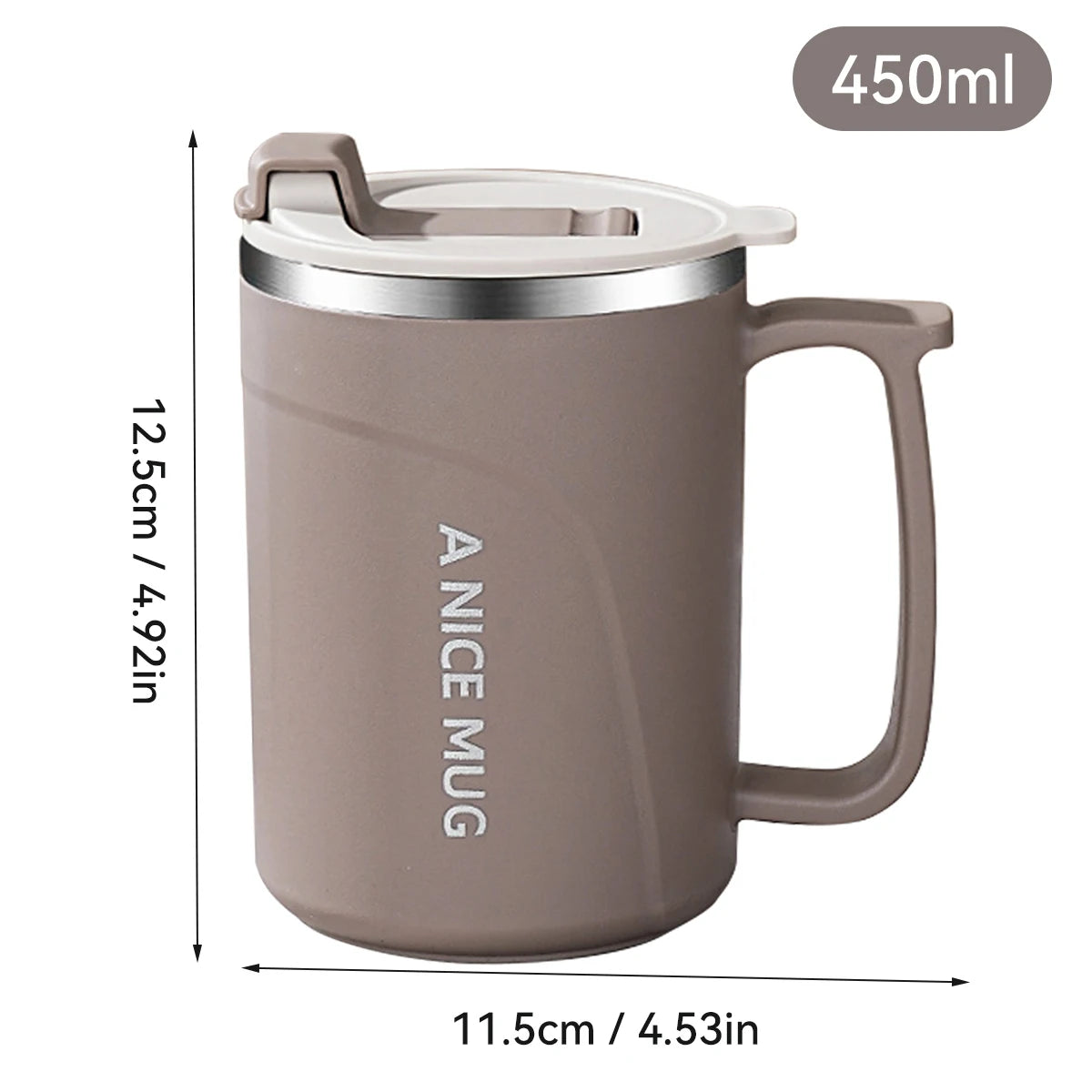 Double Wall Insulated Coffee Mug 304 Stainless Steel Milk Coffee Cup WIth Handle Leak-proof Drinking Cup Adult Student Drinkware