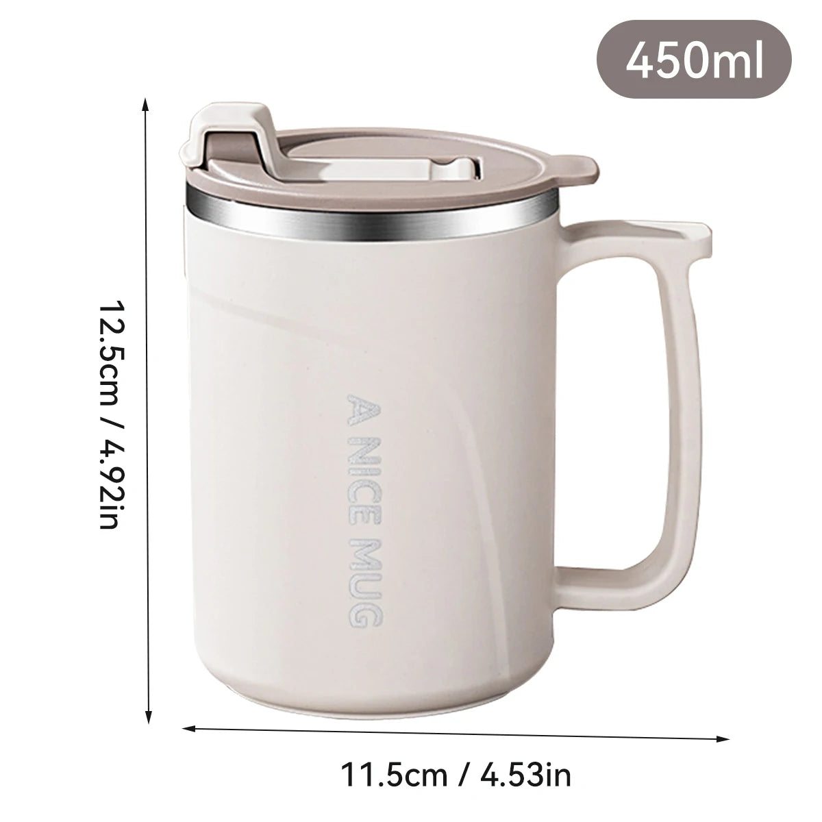 Double Wall Insulated Coffee Mug 304 Stainless Steel Milk Coffee Cup WIth Handle Leak-proof Drinking Cup Adult Student Drinkware