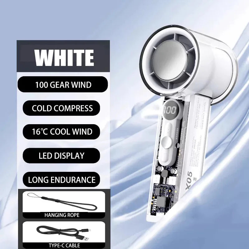 "Ice-Cooling Handheld Fan: Instant Chill Semiconductor Technology, 3000mAh Rechargeable USB Portable Fan"