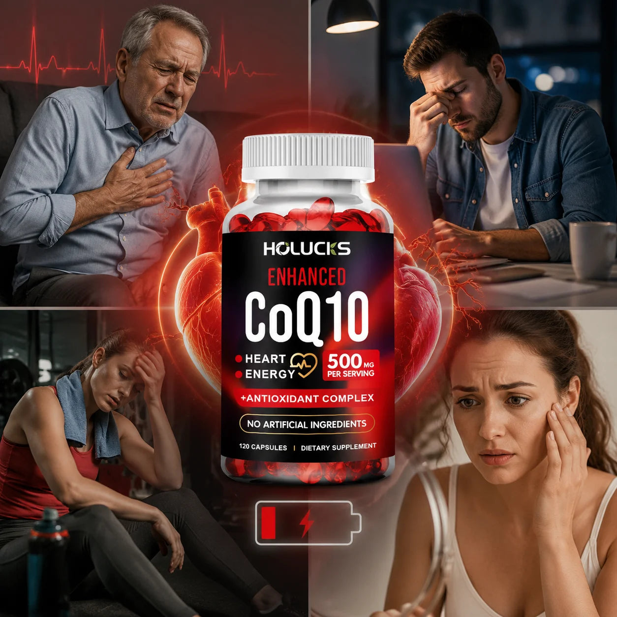 CoQ10 Supplement, Antioxidant for Cardiovascular & Heart Health, Immune Energy & Vitality Support, Super Absorption, Non-GMO