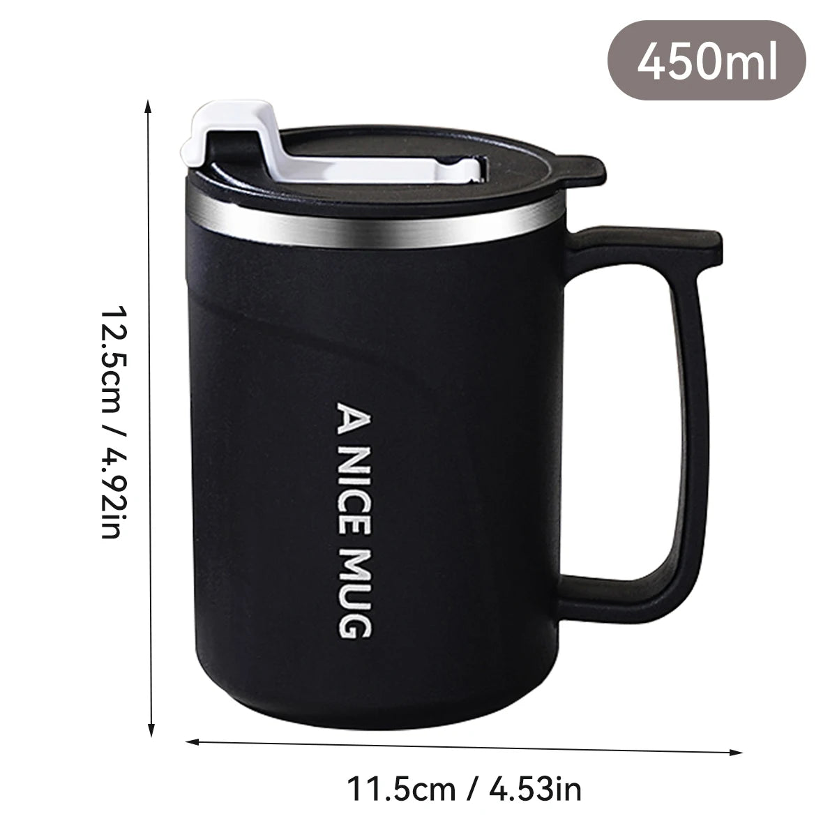 Double Wall Insulated Coffee Mug 304 Stainless Steel Milk Coffee Cup WIth Handle Leak-proof Drinking Cup Adult Student Drinkware